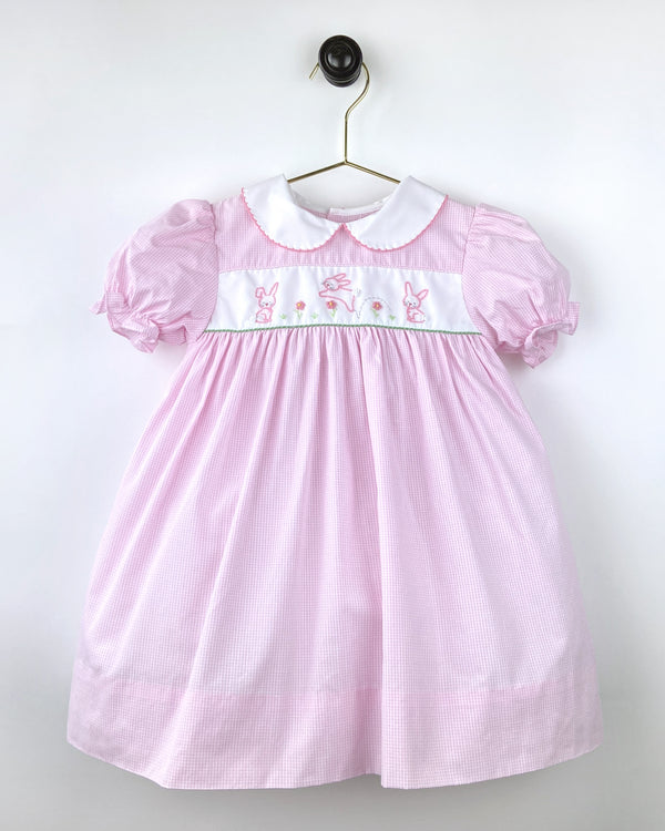 Petit Ami Girls Infants Toddlers Dress Diaper Cover Gingham Check Bunnies Easter The Plaid Giraffe Childrens Boutique