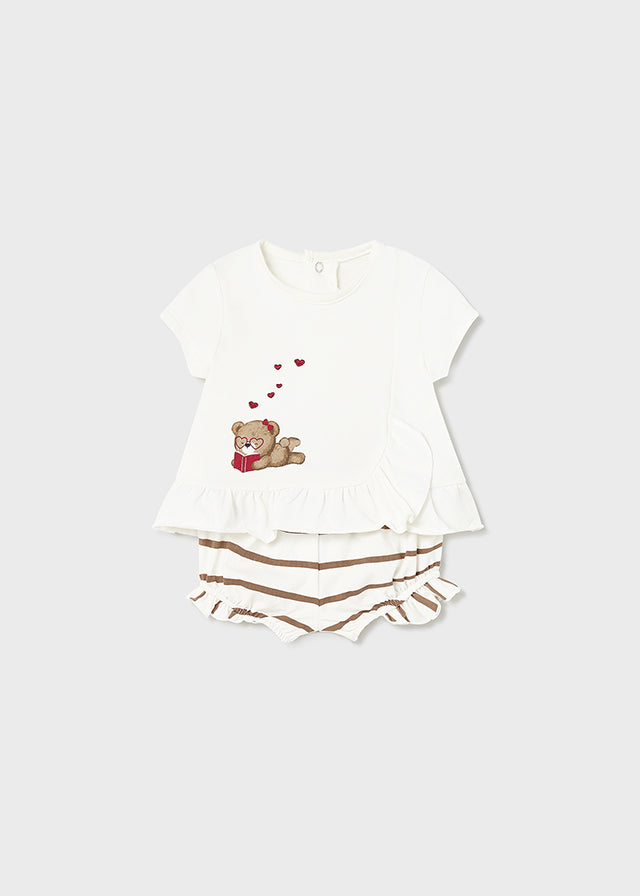 Mayoral Girls Infants Top Shorts Bottoms Teddy Bear Hearts Stripes The Plaid Giraffe Childrens Boutique
