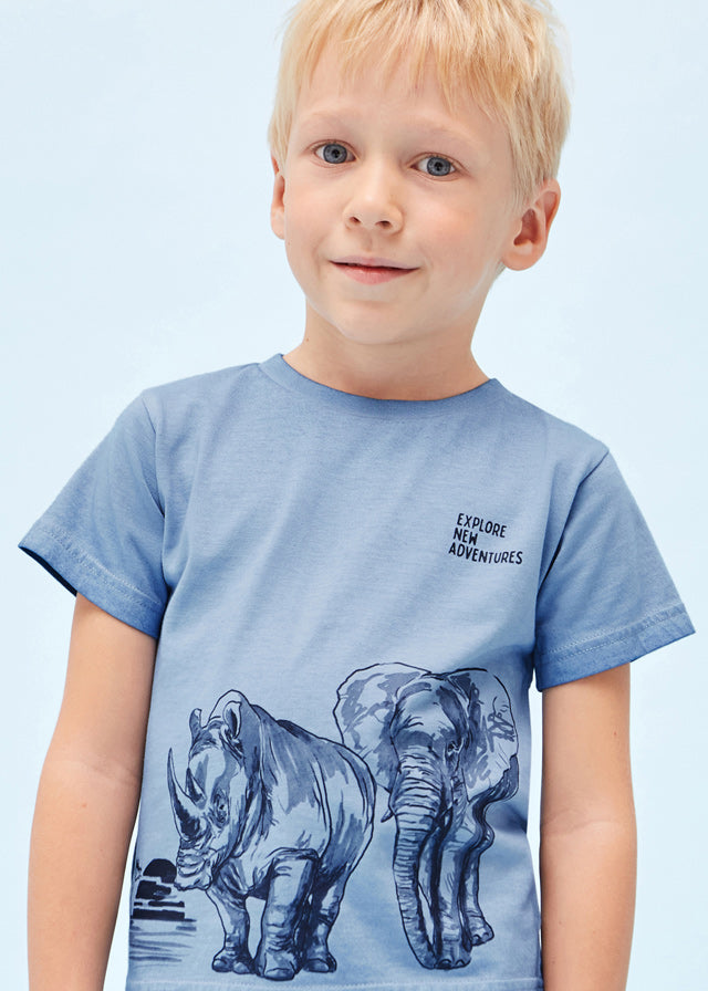 Mayoral Boys Kids Juniors T-Shirt Rhino Elephant Jungle Animals 100% Cotton The Plaid Giraffe Childrens Boutique