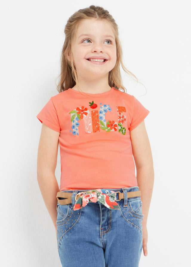 Mayoral Girls Kids Juniors Top Short Sleeves Embroidery The Plaid Giraffe Childrens Boutique