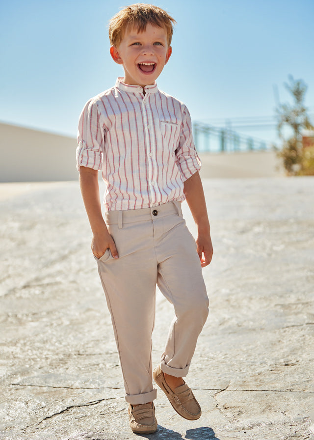 Thomas Boys White Linen Outfit with Navy and White French Hat & Bow Tie -  Vada Creations