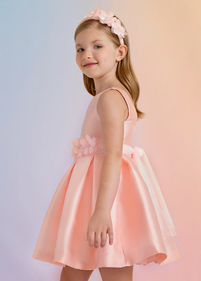 Girls pink satin fashion dress