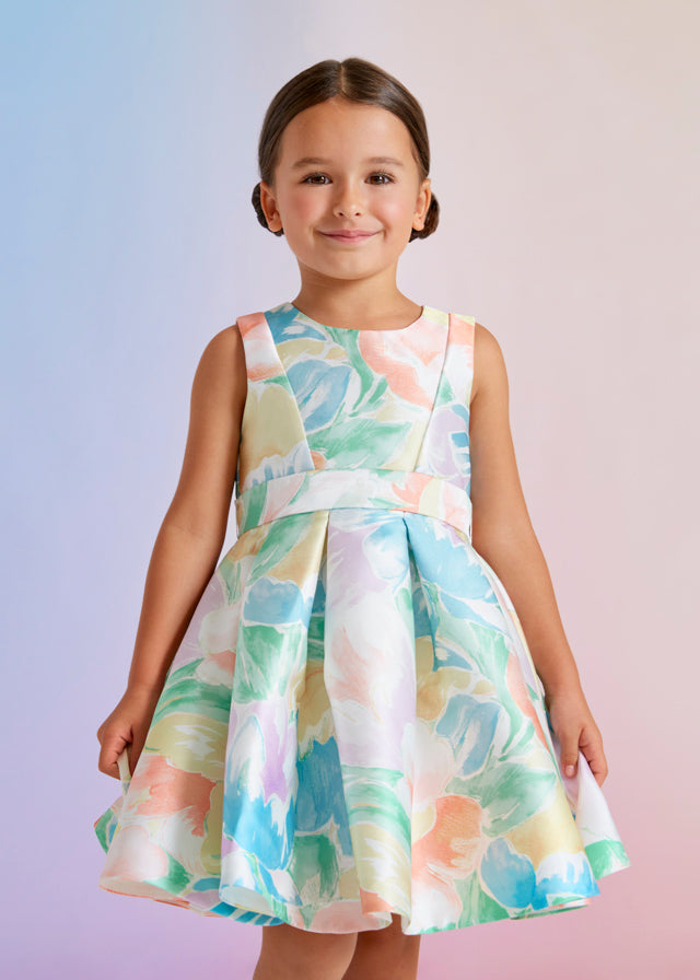 Abel & Lula Girls Kids Juniors Dress Easter Holiday Special Occasion Satin Flowers The Plaid Giraffe Childrens Boutique