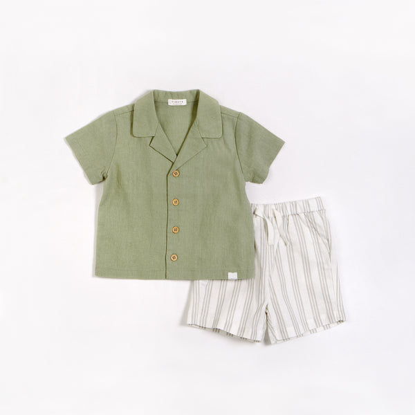 Petit Lem Boys Infants Shirt Shorts Stripes Linen Organic Cotton The Plaid Giraffe Childrens Boutique