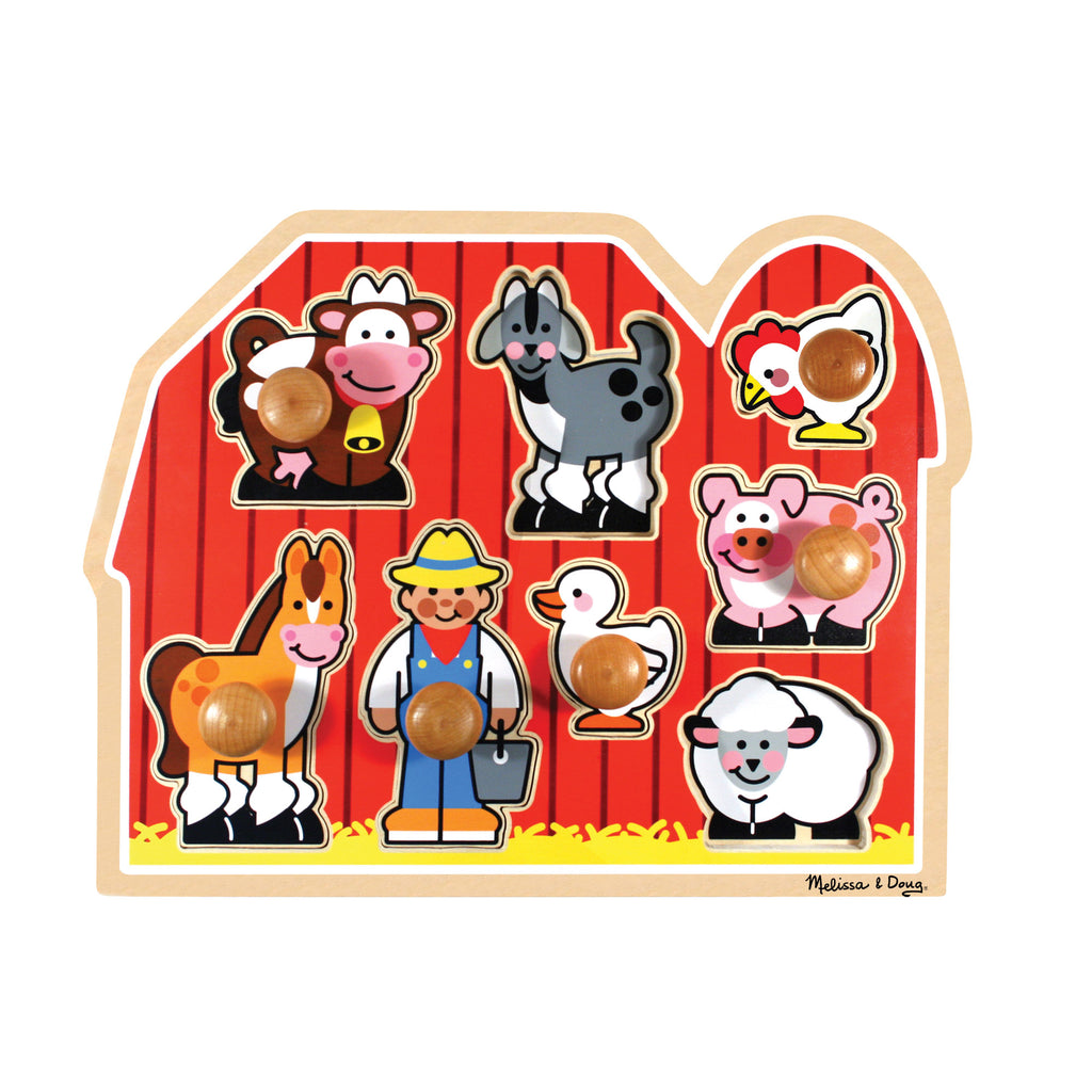 Melissa & Doug Girls Boys Infants Toddlers Kids Learning Toys Puzzle Farm Animals Sheep Cow Horse Duck Pig Chickens Jumbo Knob The Plaid Giraffe Childrens Boutique