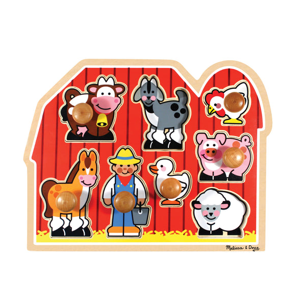 Melissa & Doug Girls Boys Infants Toddlers Kids Learning Toys Puzzle Farm Animals Sheep Cow Horse Duck Pig Chickens Jumbo Knob The Plaid Giraffe Childrens Boutique