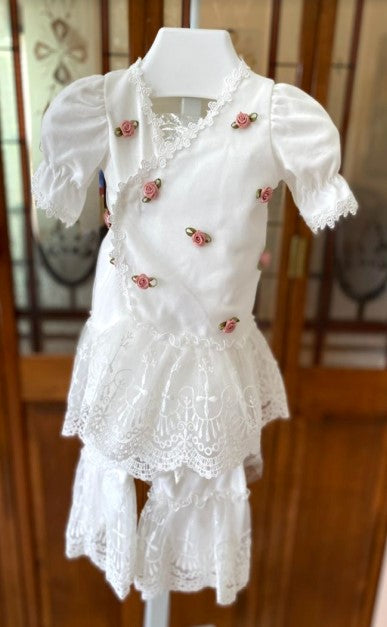 Macis Design Girls Infants Kimono Top Pants Christening Lace Overlay Lace Appliques Headband The Plaid Giraffe Childrens Boutique