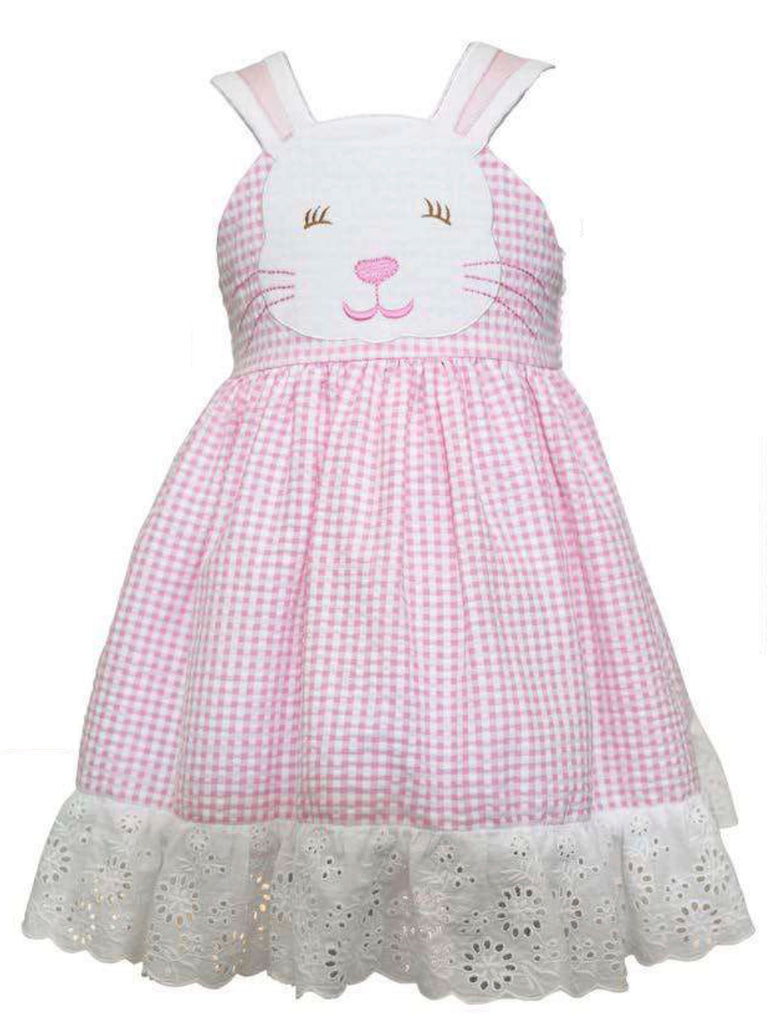 Cotton Kids Girls Toddlers Kids Juniors Dress Easter Bunny Holiday Gingham Special Occasion 100% Cotton The Plaid Giraffe Childrens Boutique