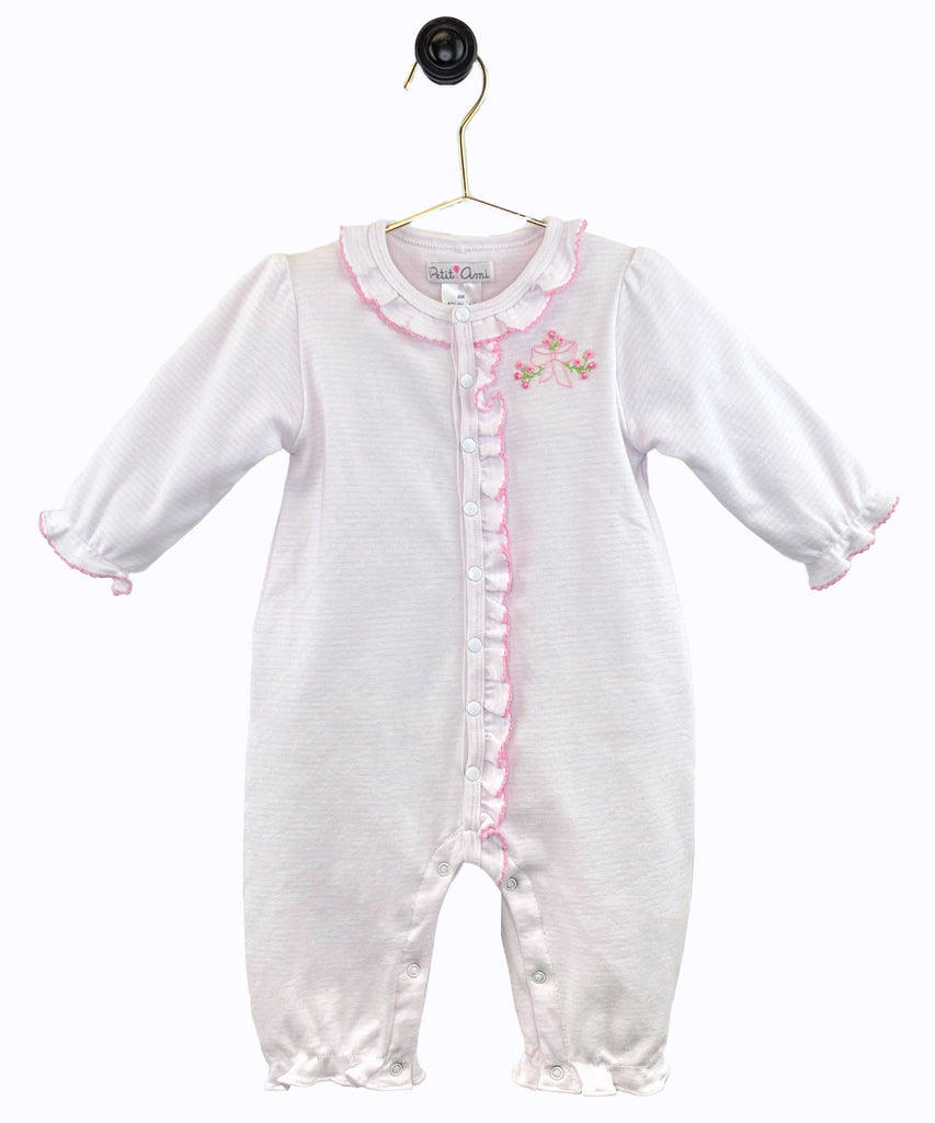 Petit Ami Girls Infants Romper Embroidery The Plaid Giraffe Childrens Boutique