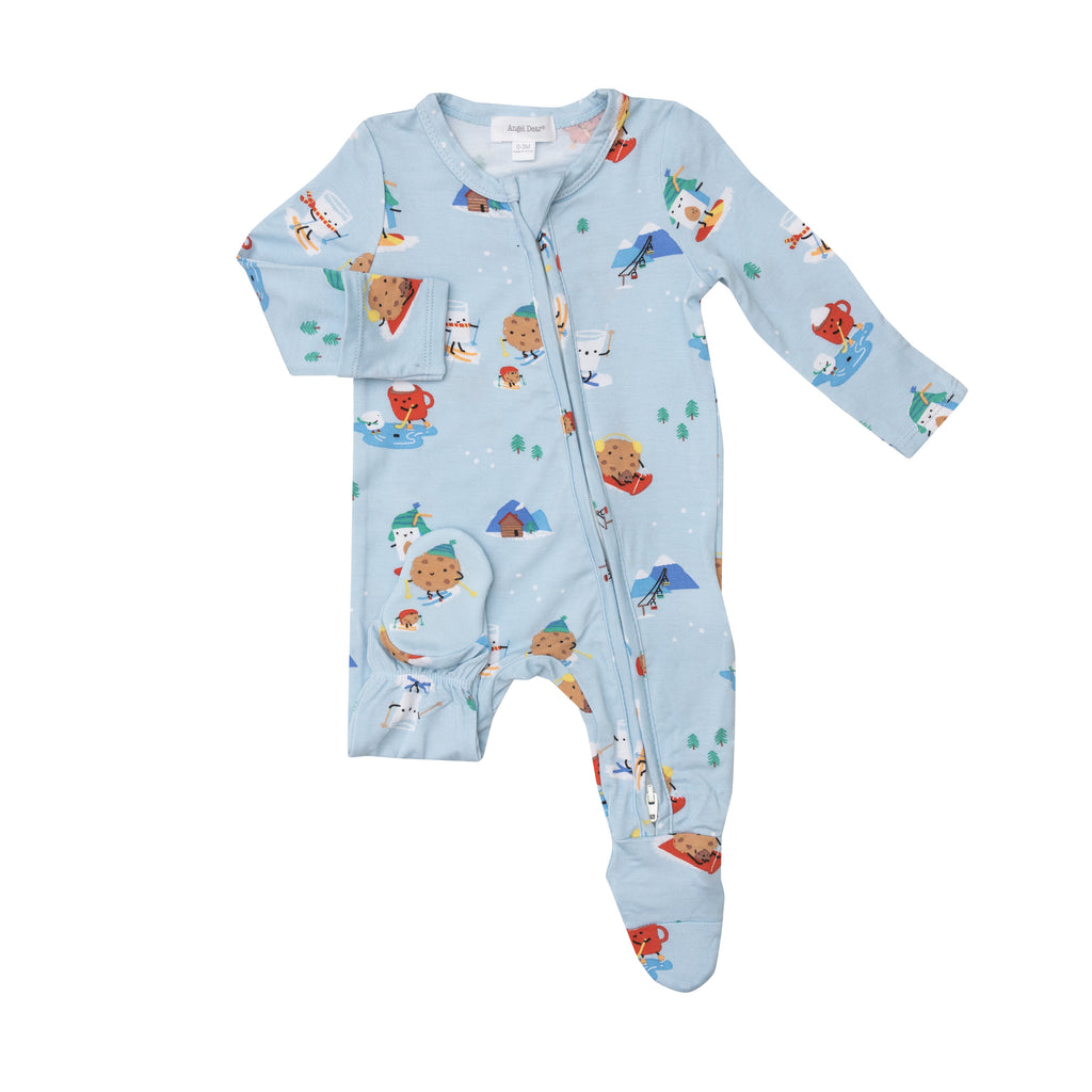 Angel Dear Boys Girls Infants Footie Sleeper Sleepwear Nightwear Snowskiing The Plaid Giraffe Childrens Boutique