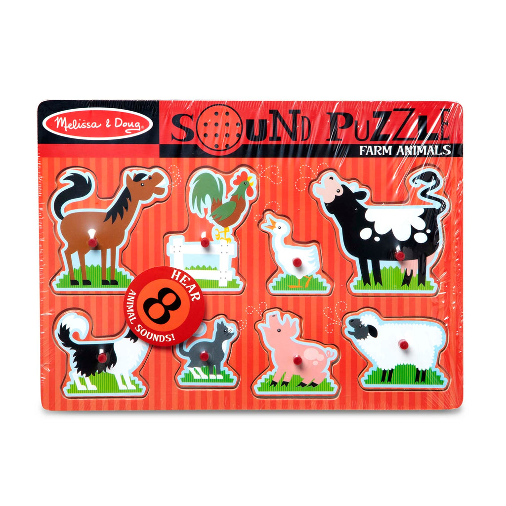 Melissa & Doug Girls Boys Infants Toddlers Kids Learning Toys Puzzle Farm Animals Sheep Cow Horse Duck Pig Chickens Sounds The Plaid Giraffe Childrens Boutique