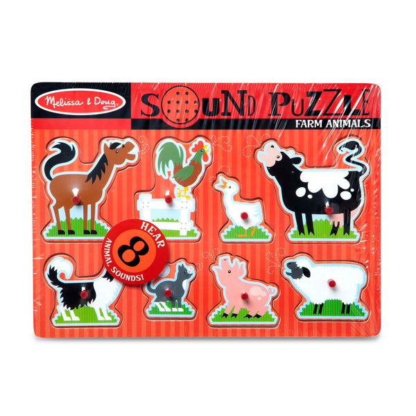 Melissa & Doug Girls Boys Infants Toddlers Kids Learning Toys Puzzle Farm Animals Sheep Cow Horse Duck Pig Chickens Sounds The Plaid Giraffe Childrens Boutique