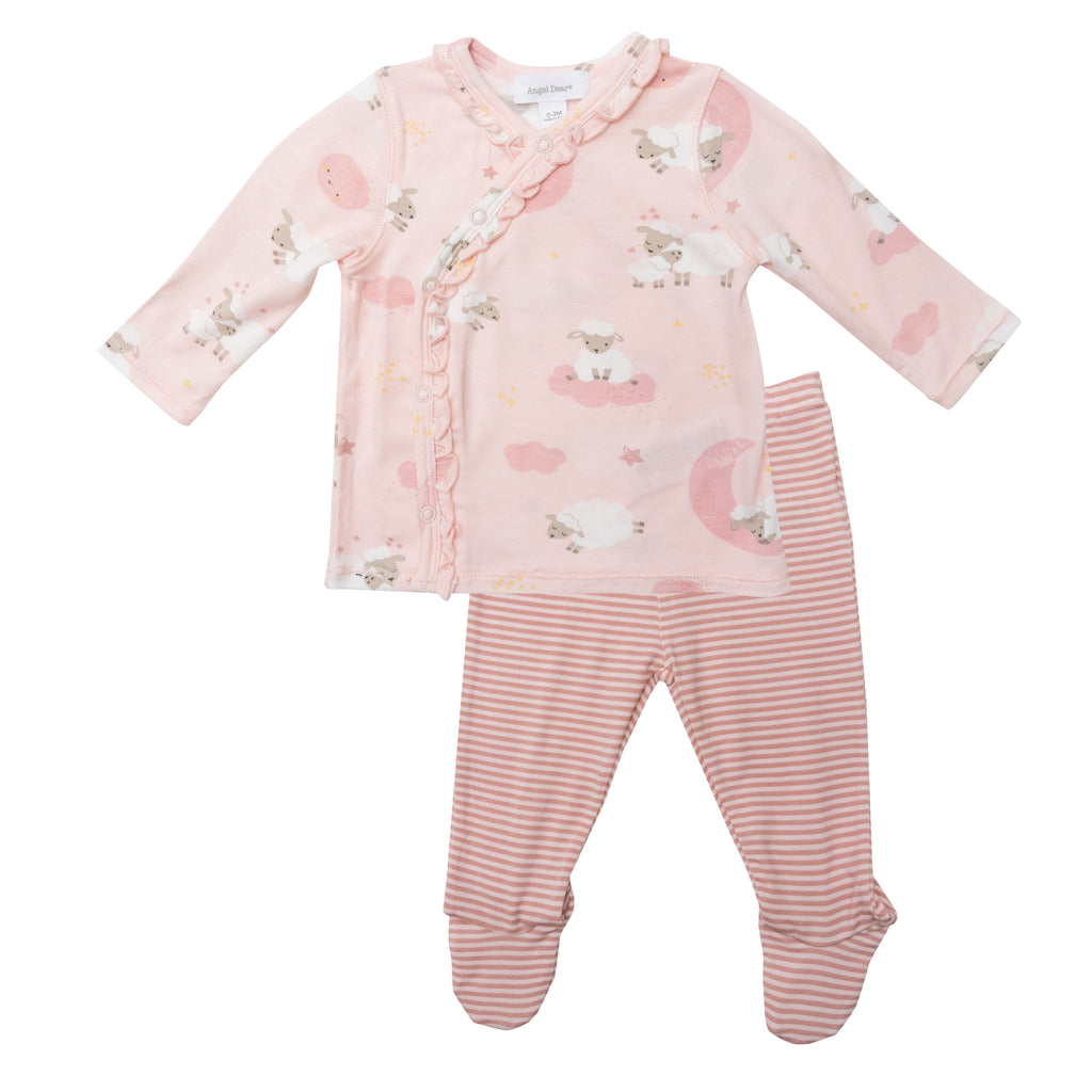 Angel Dear Girls Infants Kimono Set Sleepwear Nightwear Lambs The Plaid Giraffe Childrens Boutique