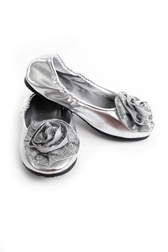 Girls Princess Slippers (Click for Colors), Silver / 11-12 / Dug