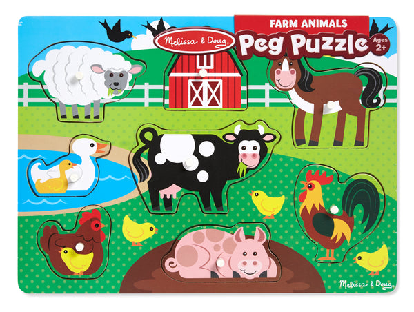 Melissa & Doug Girls Boys Infants Toddlers Kids Learning Toys Puzzle Farm Animals Sheep Cow Horse Duck Pig Chickens The Plaid Giraffe Childrens Boutique
