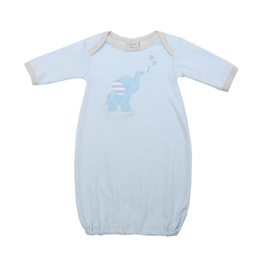 Haute Baby Boys CBB01 Elephant Bubbles Stripes Gown Sleepwear Blue White The Plaid Giraffe Childrens Boutique
