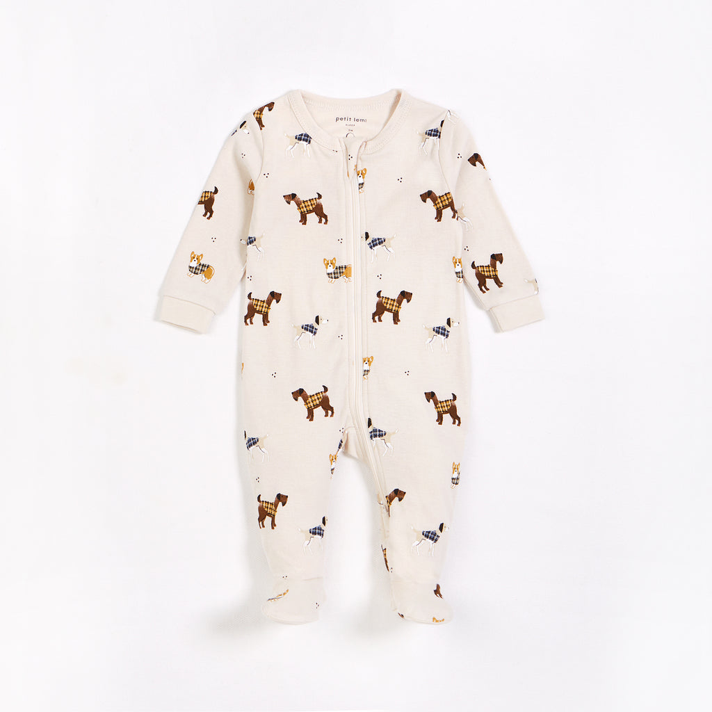 Petit Lem Girls Boys Unisex Infants Footie Sleeper Sleepwear Nightwear Dogs 100% Organic Cotton The Plaid Giraffe Childrens Boutique