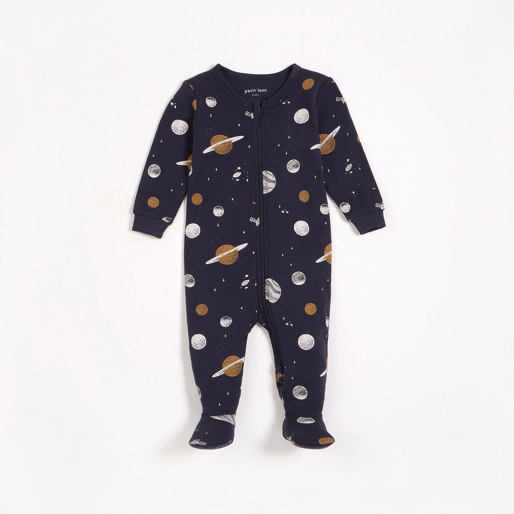 Petit Lem Girls Boys Unisex Infants Footie Sleeper Sleepwear Nightwear Space Planets The Plaid Giraffe Childrens Boutique