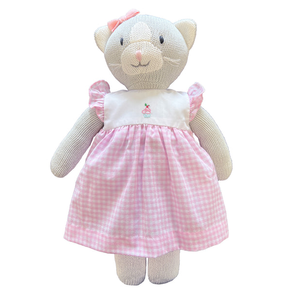 Doll Cat w/Gingham Cupcake Dress