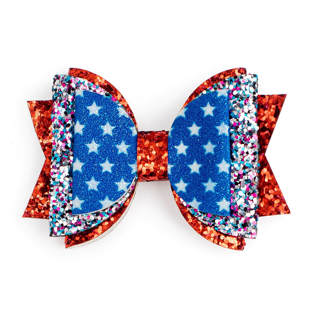 Sweet Wink Girls Hair Accessories Bow Sequins Fourth of July Patriotic The Plaid Giraffe Childrens Boutique
