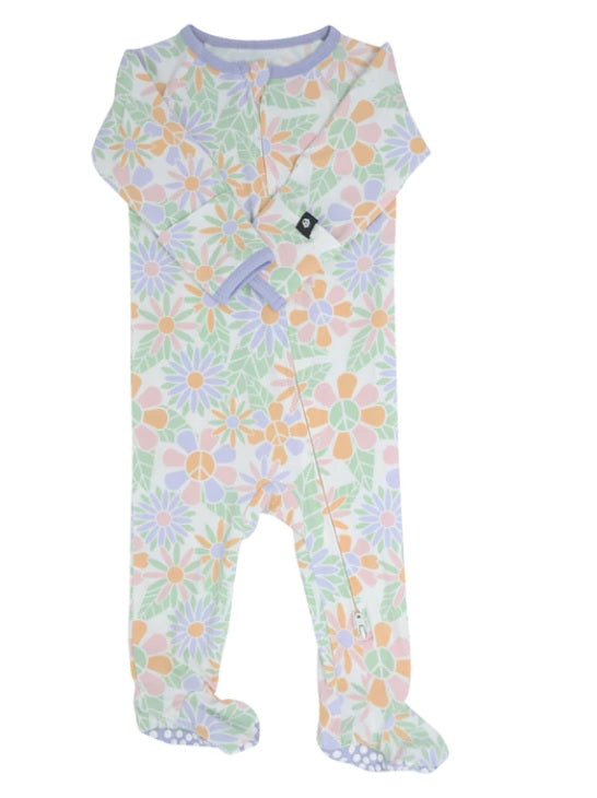 Sweet Bamboo Girls Infants Footie Sleeper Sleepwear Floral Flowers The Plaid Giraffe Childrens Boutique