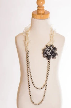 ML Kids Girls Kids Juniors Necklace Jewelry Flower Pearls Crystals The Plaid Giraffe Childrens Boutique