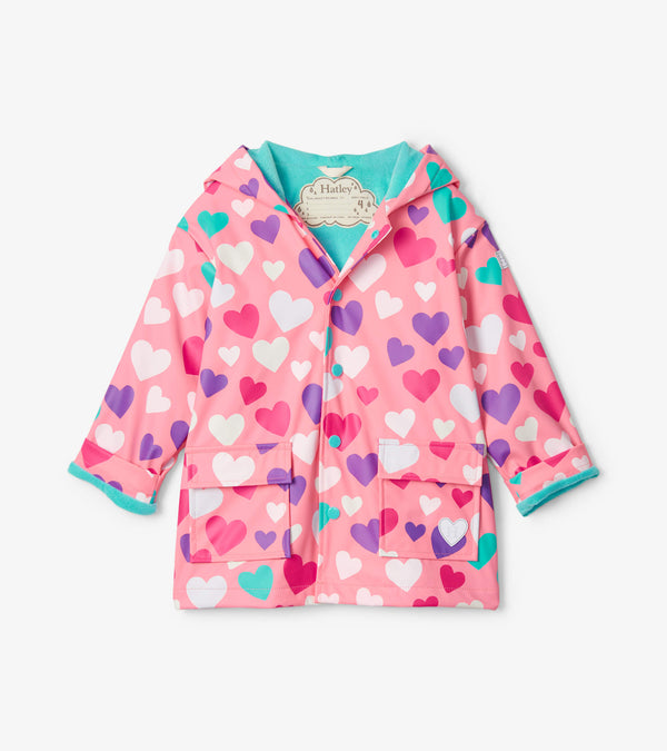Hatley Girls Toddlers Kids Juniors Raincoat Hearts Color Changing The Plaid Giraffe Childrens Boutique
