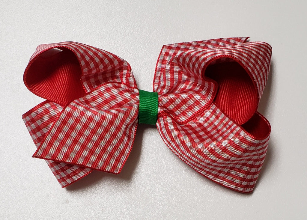 Wee Ones Girls Hair Accessories Medium Bows Christmas Checkered Holiday The Plaid Giraffe Childrens Boutique
