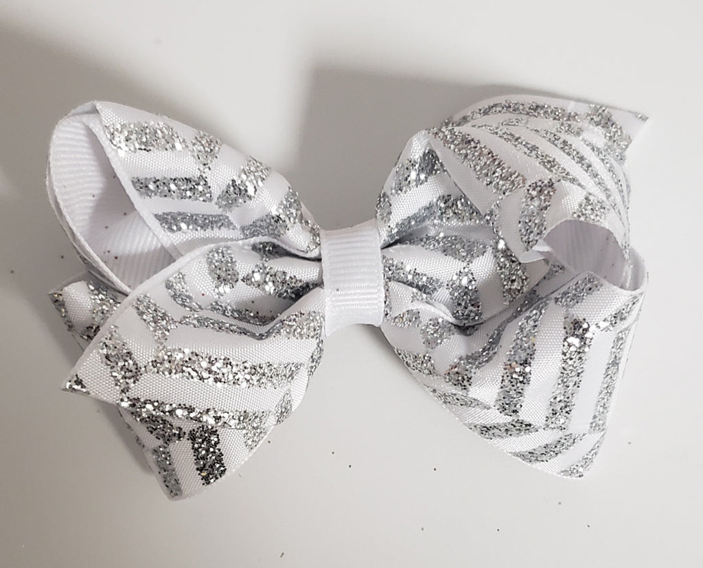 Wee Ones Girls Hair Accessories Small Medium Holidays Christmas Special Occasion Stripes Silver Glitter The Plaid Giraffe Childrens Boutique