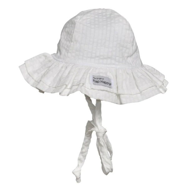 Flap Happy Girls Tie Hat Double Ruffle The Plaid Giraffe Childrens Boutique