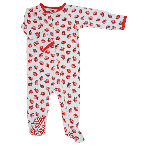Sweet Bamboo Girls Footie Sleeper Sleepwear Nightwear Ladybugs The Plaid Giraffe Childrens Boutique
