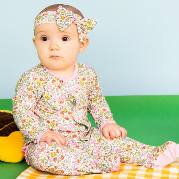 Magnetic Me Girls Infants Footie Sleeper Sleepwear Nightwear Floral Flowers Bunnies The Plaid Giraffe Childrens Boutique