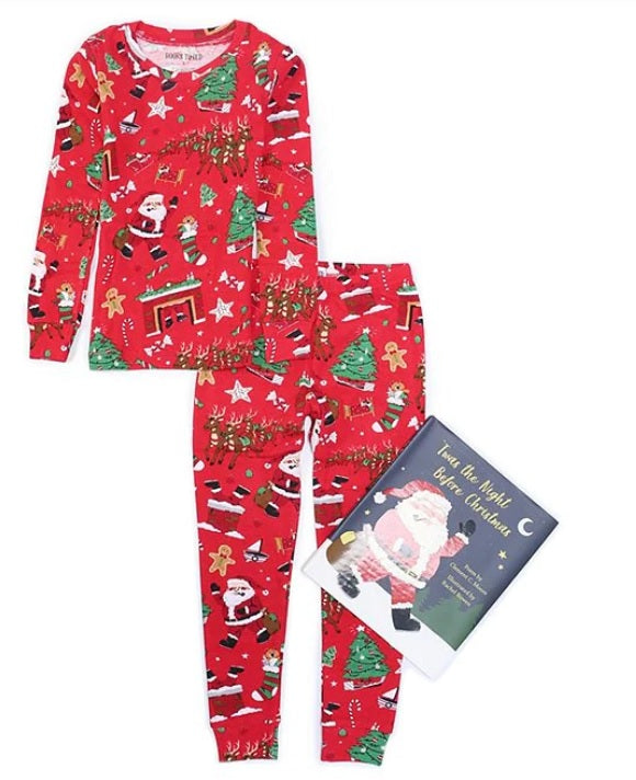 Books To Bed Boys Girls Toddlers Kids Juniors Pajamas Sleepwear Books Santa Christmas Holidays The Plaid Giraffe Childrens Boutique