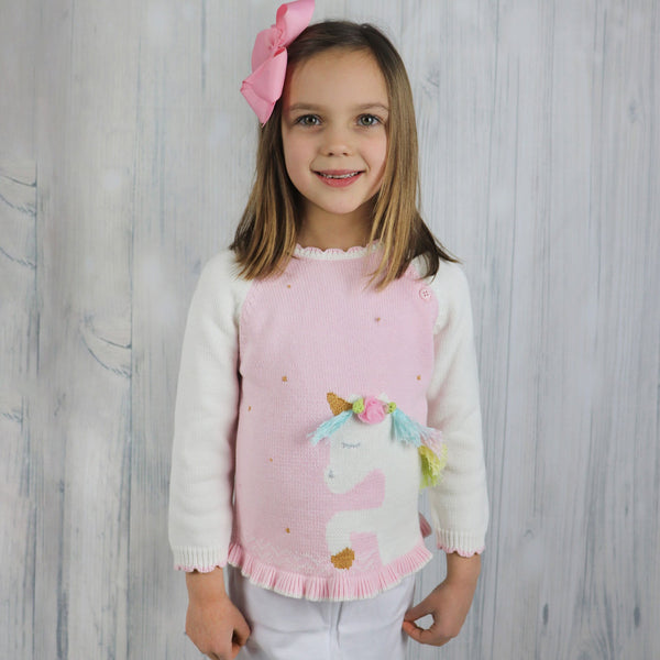 Zubels Girls Infants Toddlers Sweater Unicorn The Plaid Giraffe Childrens Boutique